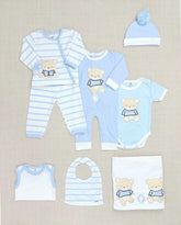 Set Primer Dia Rayas Oso Azul